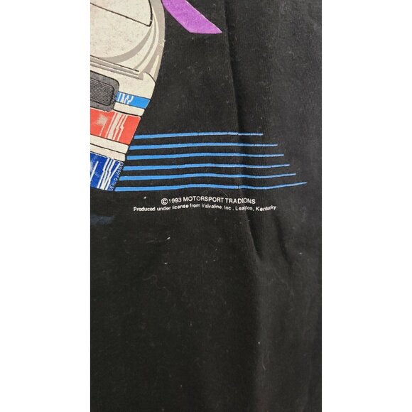 Vtg 1993 Mark Martin Nascar Short Sleeve Crew Neck T Shirt Valvoline Black Sz L - Picture 3 of 9